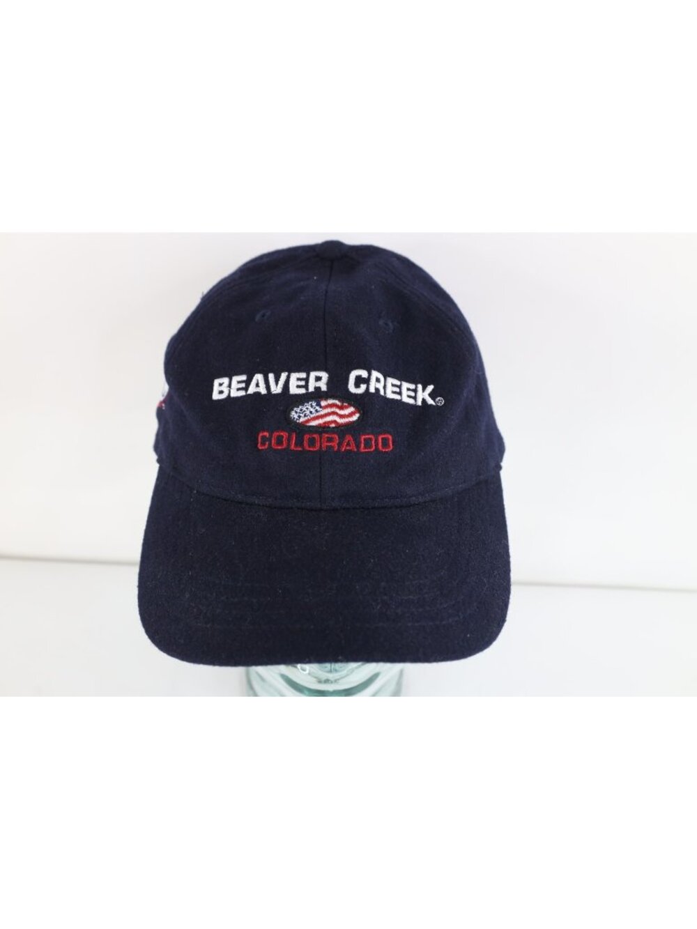 Vtg 90s Spell Out Beaver Creek Colorado Ski Snowboard Wool Leather Strapback Hat